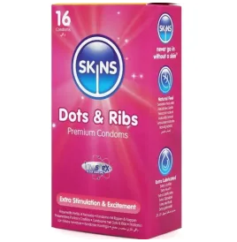SKINS - DOTS and RIBS PREMIUM CONDOMS PACK 16