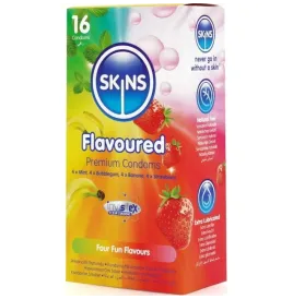 SKINS - PREMIUM-KONDOME MIT VERSCHIEDENEN GESCHMACKSRICHTUNGEN, 16ER-PACK