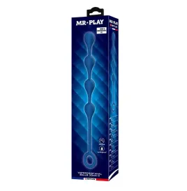 MR PLAY - PERLES ANALES EN SILICONE BLEU, TAILLE M (33 CM)