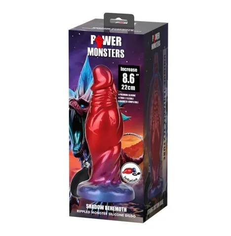 POWER MONSTERS - SHADOW BEHEMOTH DILDO GONFIABILE IN SILICONE BICOLORE 22 CM Ø 5 CM