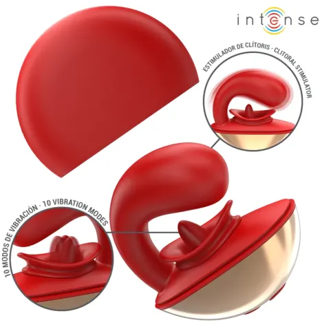 INTENSE - VIBRATEUR and STIMULATEUR MARIAH EN FORME DE U 10 VIBRATIONS ROUGE