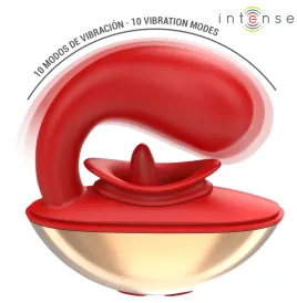 INTENSE - VIBRATEUR and STIMULATEUR MARIAH EN FORME DE U 10 VIBRATIONS ROUGE