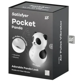 SATISFYER - POCKET PANDA STIMULATOR and VIBRATOR BLACK AND WHITE