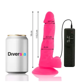 DIVERSIA - FLEXIBLER VIBRIERENDER DILDO ROSA 18 CM -O- 4 CM