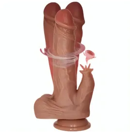 ARMONY - VIBRATORE REALISTICO E DILDO SPINTA CON STIMOLATORE DELLA LINGUA EFFETTO CALORE 22 CM