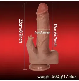 ARMONY - VIBRATEUR RÉALISTE and GODE DE POUSSÉE AVEC STIMULATEUR DE LANGUE EFFET CHALEUR 22 CM
