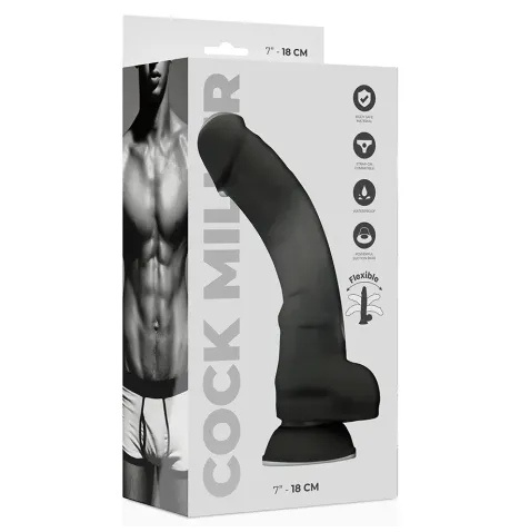 COCK MILLER - DILDO REALISTISCHES SILIKON DICHTE ARTIKULIERBAR SCHWARZ 18 CM