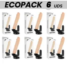ECOPACK 6 UNIDADES - BASECOCK VIBRADOR REALÍSTICO CONTROL REMOTO NATURAL 20 CM -O- 4 CM