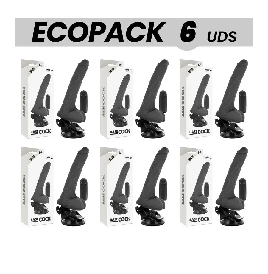 ECOPACK 6 UNITÉS - BASECOCK VIBRATEUR RÉALISTE NOIR TÉLÉCOMMANDE AVEC TESTICULES 20 CM -O- 4 CM ECOPACK 6 UNITÉS - BASECOCK VIBRATEUR RÉALISTE NOIR TÉLÉCOMMANDE AVEC TESTICULES 20 CM -O- 4 CM