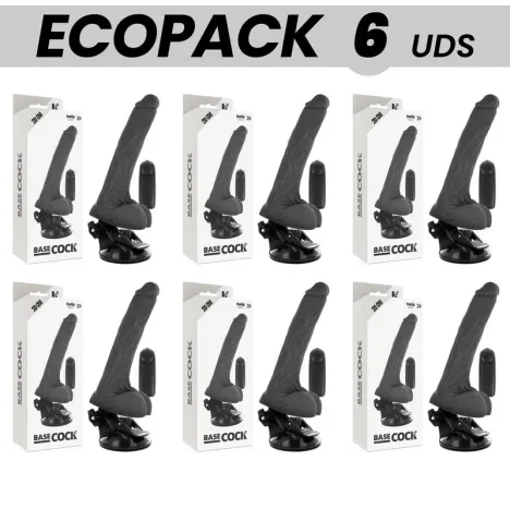 ECOPACK 6 UNIT - BASECOCK VIBRATORE REALISTICO TELECOMANDO NERO CON TESTICOLI 20 CM -O- 4 CM
