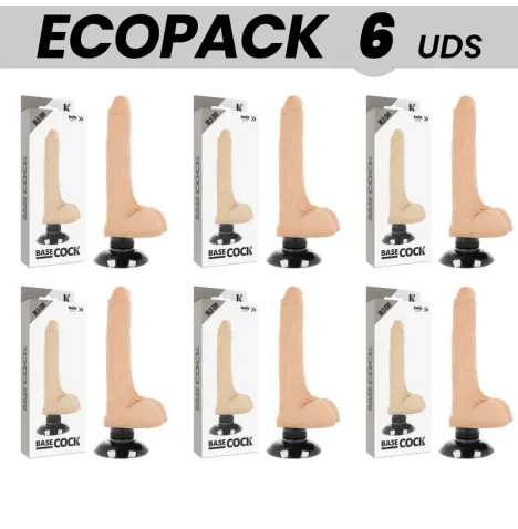 ECOPACK 6 UNITÉS - BASECOCK VIBRATEUR RÉALISTE 2-1 NATUREL 18.5 CM -O- 4 CM