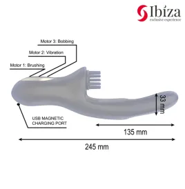 IBIZA - HI-TECH RABITT BRUSHING MULTI-CELL CLITORIAL AND DOUBLE WAVE VIBRATOR