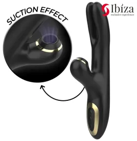 IBIZA - VIBRADOR HI-TECH RABITT SUCCIONADOR Y DOBLE DEAL NEGRO