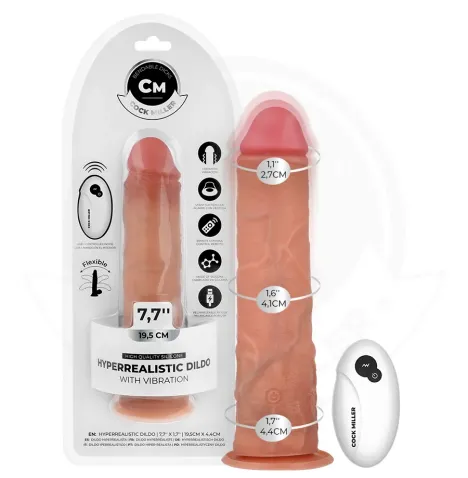 COCK MILLER - REALISTISCHER DILDO MIT SAUGNÄPFEN UND FERNBEDIENUNG UND VIBRATION 19,5 CM