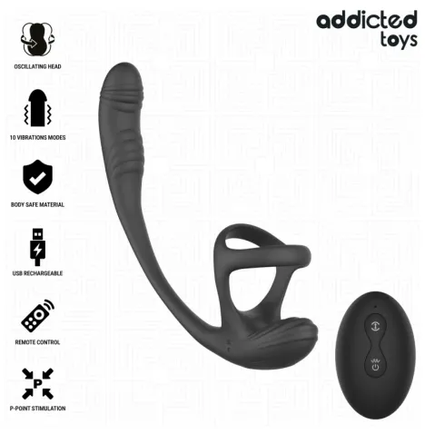ADDICTED TOYS - PLUG ANAL AVEC VIBRATION, ONDULATION À 360° ET STIMULATEUR DE TESTICULES