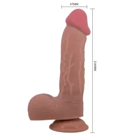 PRETTY LOVE - REALISTISCHER DILDO DER SLIDING SKIN-SERIE MIT SLIDING SKIN-SAUGNAPF BRAUN 23,4 CM