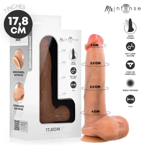 MR INTENSE - BRUCE S SILICONE DILDO WITH TESTICLES 17.8 CM -Ø- 4 CM