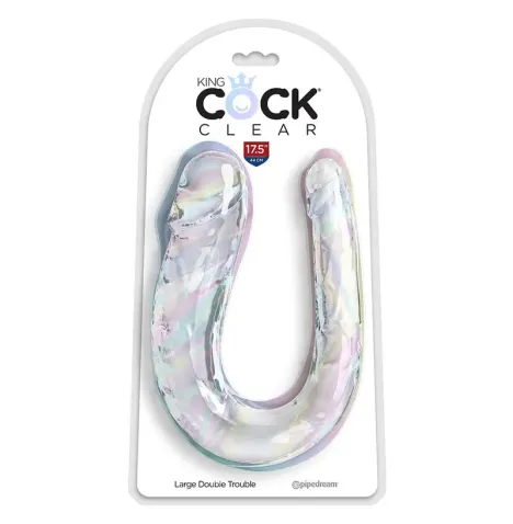 KING COCK - DOUBLE TROUBLE DOPPIO TROUBLE 44 CM TRASPARENTE