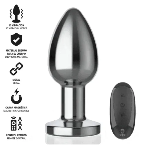 INTENSE - PLUG ANAL 10 VIBRATIONS MÉTAL AVEC TÉLÉCOMMANDE L
