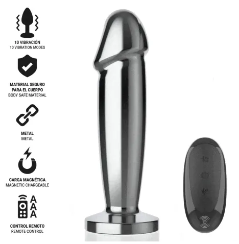 INTENSE - PLUG ANAL 10 VIBRATIONS GODE MÉTALLIQUE AVEC TÉLÉCOMMANDE S