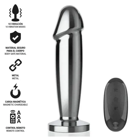 INTENSE - PLUG ANAL 10 VIBRATIONS GODE MÉTALLIQUE AVEC TÉLÉCOMMANDE M