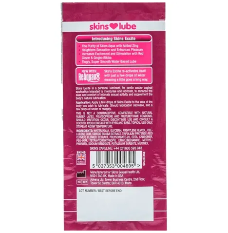 SKINS - EXCITE LUBRIFIANT À BASE DEAU DOSE UNIQUE 5 ML