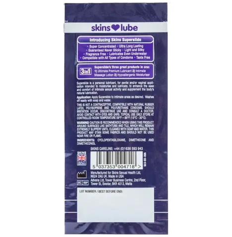 SKINS - SUPERSLIDE LUBRIFIANT À BASE DE SILICONE DOSE UNIQUE 5 ML