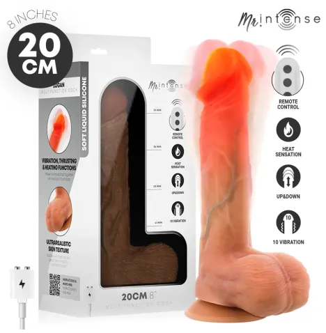 MR INTENSE - LOGAN VIBRATOR DILDO SILIKON MIT WÄRMEEFFEKT UND FERNBEDIENUNG 20 CM -Ø- 4,1 CM