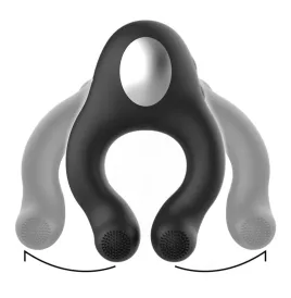 BLACKandSILVER - VIBRATORRING AUS SILIKON, 3 MOTOREN, WIEDERAUFLADBAR, SCHWARZ