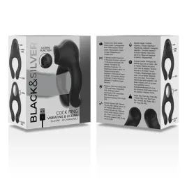 BLACKandSILVER - VIBRATORRING AUS SILIKON, 3 MOTOREN, WIEDERAUFLADBAR, SCHWARZ