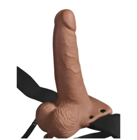 FETISH FANTASY SERIES - VERSTELLBARES GURT REALISTISCHER PENIS MIT WIEDERAUFLADBAREN HODEN UND VIBRATOR 15 CM