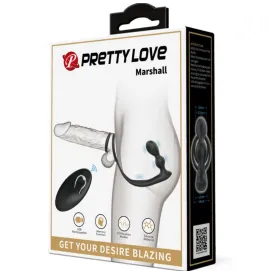 PRETTY LOVE - MARSHALL PENIS RING WITH VIBRATORY ANAL PLUG WITH REMOTE CONTROL