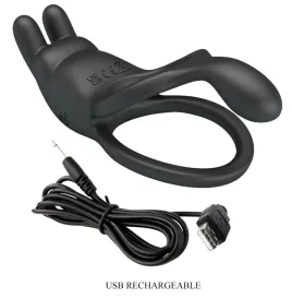PRETTY LOVE - SETH DOPPEL-VIBRATIONSRING RABBIT 7 VIBRATIONEN SCHWARZ