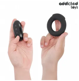 ADDICTED TOYS - ANNEAU PÉNITENTIAIRE VIBRANT À EFFET CHAUFFANT AVEC TÉLÉCOMMANDE