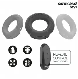 ADDICTED TOYS - ANNEAU PÉNITENTIAIRE VIBRANT À EFFET CHAUFFANT AVEC TÉLÉCOMMANDE
