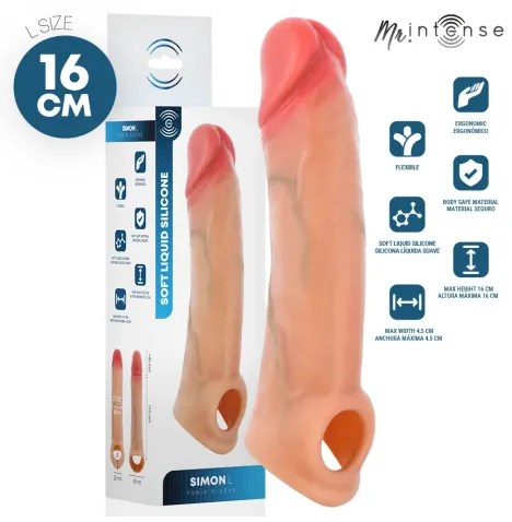 MR INTENSE - SIMON L COPRI PENE IN SILICONE 16 CM -Ø- 4,5 CM