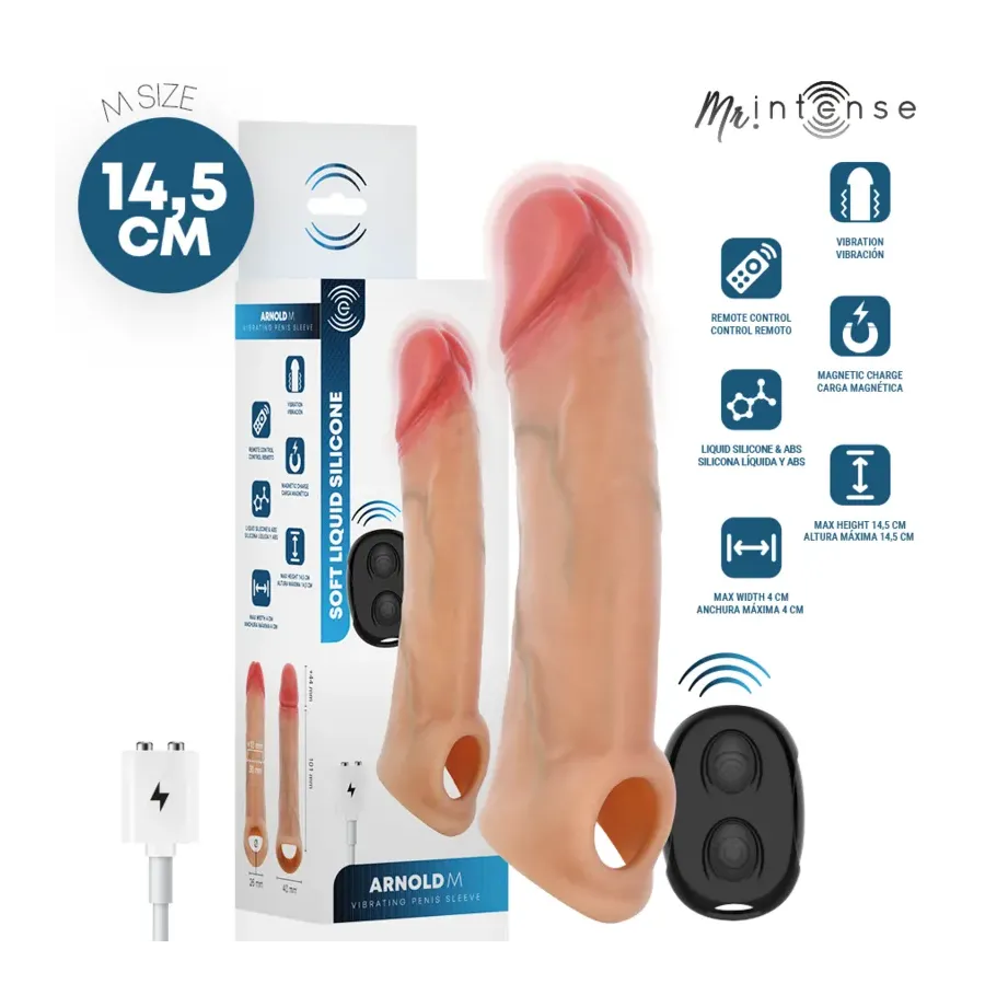 MR INTENSE - ARNOLD M VIBRATOR SILIKON-PENISHÜLLE MIT FERNBEDIENUNG 14,5 CM -Ø- 4 CM MR INTENSE - ARNOLD M VIBRATOR SILIKON-PENISHÜLLE MIT FERNBEDIENUNG 14,5 CM -Ø- 4 CM