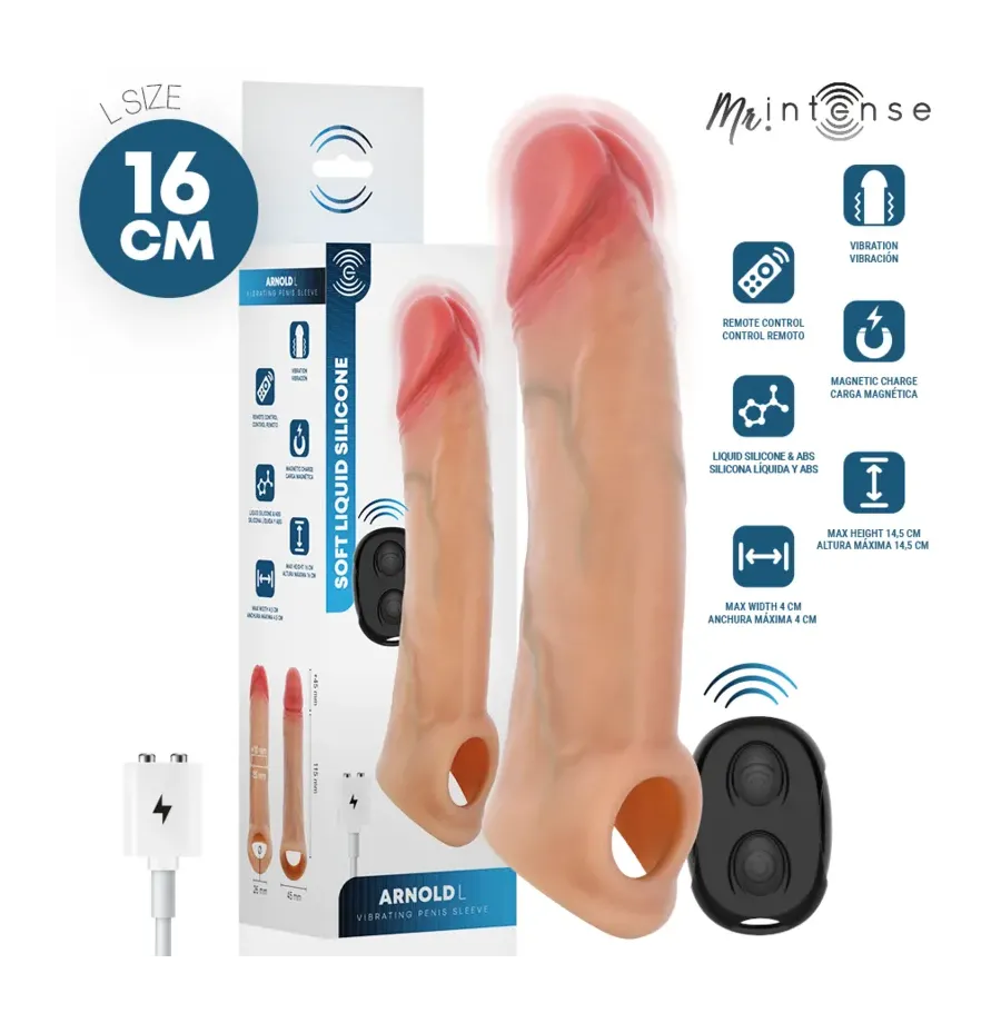 MR INTENSE - ARNOLD L VIBRATOR SILIKON-PENISHÜLLE MIT FERNBEDIENUNG 16 CM -Ø- 4,5 CM MR INTENSE - ARNOLD L VIBRATOR SILIKON-PENISHÜLLE MIT FERNBEDIENUNG 16 CM -Ø- 4,5 CM