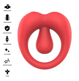 INTENSE - RUSSELL VIBRATING PENIS RING WITH CLITORIS STIMULATION RED