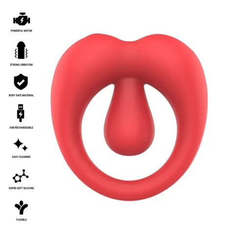 INTENSE - RUSSELL ANILLO VIBRADOR CON ESTIMULACIÓN DE CLÍTORIS ROJO