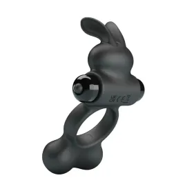 PRETTY LOVE - VIBRATING PENIS RING WITH BUNNY STIMULATOR 10 FUNCTIONS BLACK