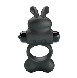 PRETTY LOVE - ANILLO VIBRADOR PARA PENE CON ESTIMULADOR DE CONEJITO 10 FUNCIONES NEGRO
