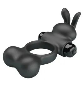 PRETTY LOVE - VIBRATING PENIS RING WITH BUNNY STIMULATOR 10 FUNCTIONS BLACK
