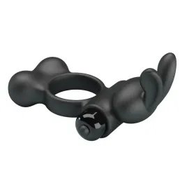 PRETTY LOVE - VIBRATING PENIS RING WITH BUNNY STIMULATOR 10 FUNCTIONS BLACK