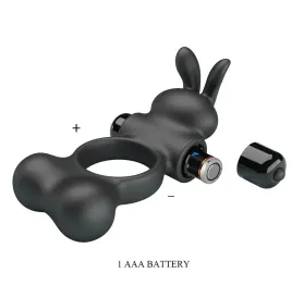 PRETTY LOVE – VIBRIERENDER PENISRING MIT HASE-STIMULATOR, 10 FUNKTIONEN, SCHWARZ