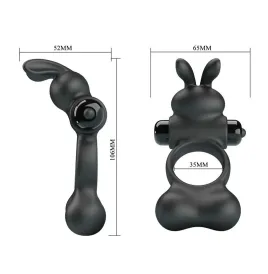 PRETTY LOVE - VIBRATING PENIS RING WITH BUNNY STIMULATOR 10 FUNCTIONS BLACK