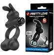 PRETTY LOVE - ANILLO VIBRADOR PARA PENE CON ESTIMULADOR DE CONEJITO 10 FUNCIONES NEGRO
