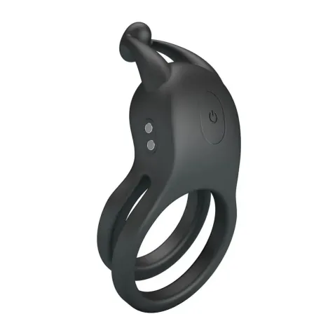 PRETTY LOVE - GOODWIN ANILLO VIBRADOR DOBLE PARA PENE RECARGABLE NEGRO