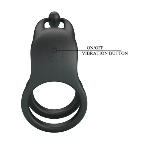 PRETTY LOVE - GOODWIN ANILLO VIBRADOR DOBLE PARA PENE RECARGABLE NEGRO
