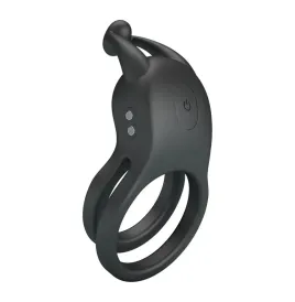 PRETTY LOVE - ANNEAU PÉNIS DOUBLE VIBRANT RECHARGEABLE GOODWIN NOIR
